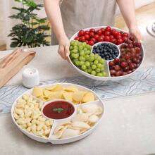 Juego de Platos para Servir con divisin para Aperitivos y quesos White Chips and Dip, Bandeja para Servir con divisin para Aperitivos y Que Bandeja Redonda Dividida Blanca 13 pulg - Bandeja redonda dividida blanca - Ver 2