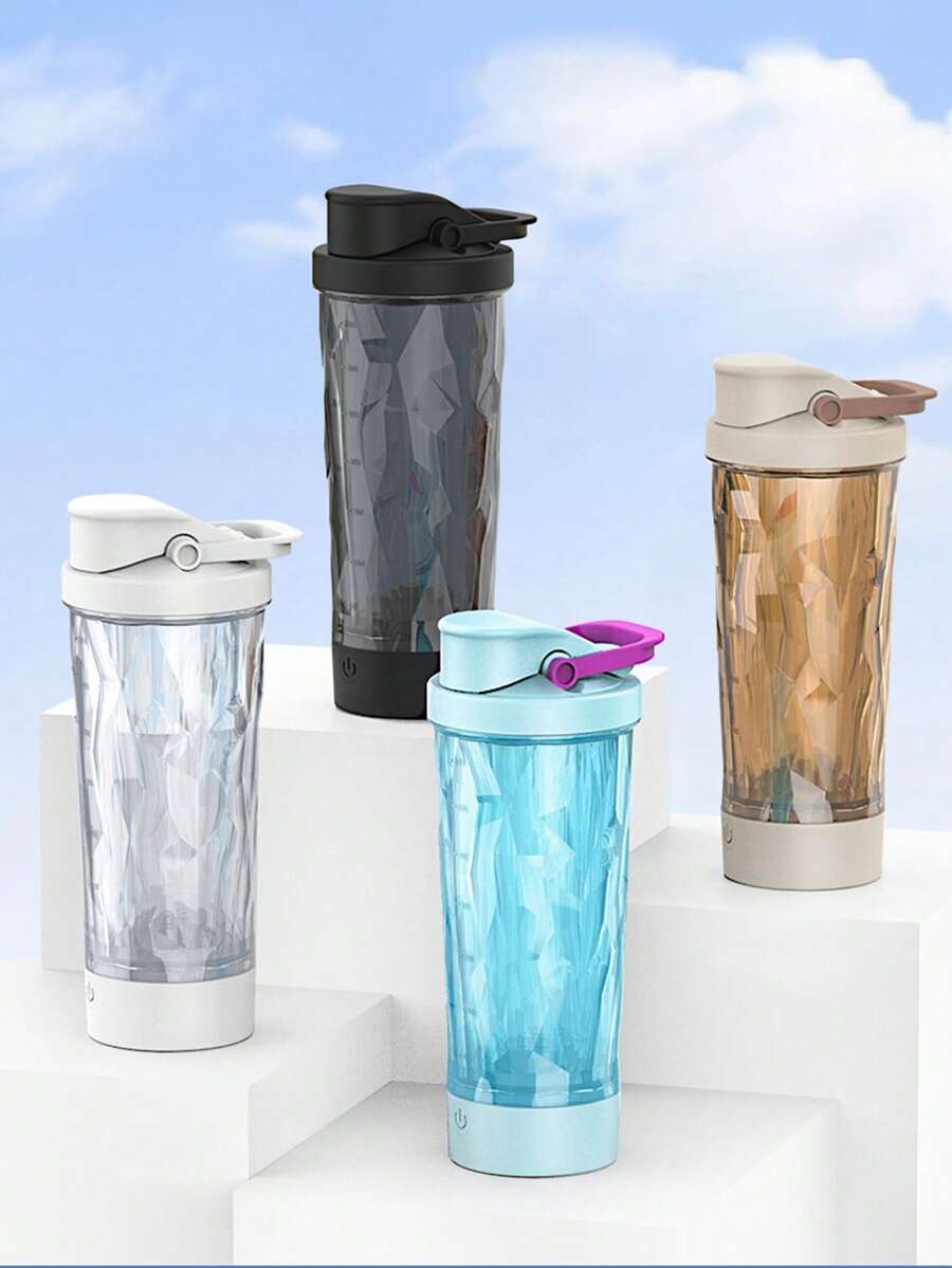 1 Peça Garrafa Misturadora Elétrica de Proteína de Grande Capacidade 600ML para Misturar Pó de Proteína, Copo de Fitness Portátil, Garrafa Misturadora Recarregável USB-C, Adequada para Café, Leite, Pós de Suplementos, Feita de Material Tritan, para Milkshakes/Café/Aveia/Leite - 0,5L-1L - Visão 1