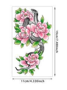 1 buah Stiker Tato Ukiyo-E Vintage Ular dan Peony, dengan Desain Tato Realistis. Cocok untuk Perjalanan, Festival Musik, Permainan, Hadiah Wisuda. Bertahan selama 3-5 hari. - MultiWarna - View 2