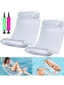 Adult Inflatable Pool Product, Glitter Water Hammock Pool Float, Beach Vacation Pool Float, Suitable For Pool Party, Lake, Outdoor, Beach, Theme Party, Birthday Party, Family Gathering - One Size Fits All - View 1