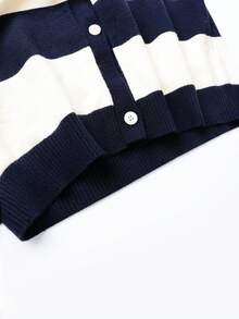 Cardigan Rajut Anak Perempuan dengan Kancing, Jaket Sweater Hangat Kasual - Navy Blue - View 7
