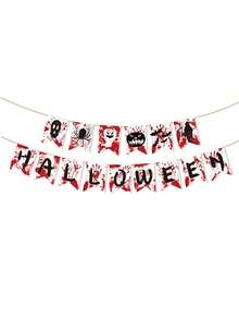 15pcs/Set Halloween Bloodstain Bunting, Scary Halloween Ceiling And Fireplace Decoration Banner, Spooky Halloween Party Decoration Bunting, Holiday Decoration Home Decor Garland - Multiple Styles - View 7