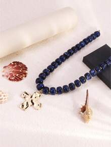 Collar de Cruz con Cuentas Personalizado de Moda para Mujer, Collar con Colgante de Cruz con Cuentas, Collar de Cuentas Estilo Bohemio para Mujer, Joyería de Regalo para Uso Diario y Fiestas - Multicolor - Ver 4