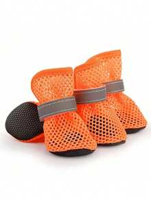 4pcs/Set Breathable Dog Mesh Shoes, Reflective Wear-Resistant Dog Mesh Shoes, Non-Slip Hollow Dog Shoes, Spring Style - Multicolor - View 23