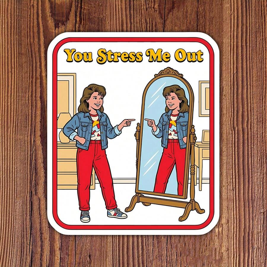 1PC-3Inches You Stress Me Out Sarcastic Funny Sticker For Laptops Water Bottles Notebooks Cups For Students Teachers Office Workers Creatives Retail Workers Commuters Laptop Millennials - A - View 1