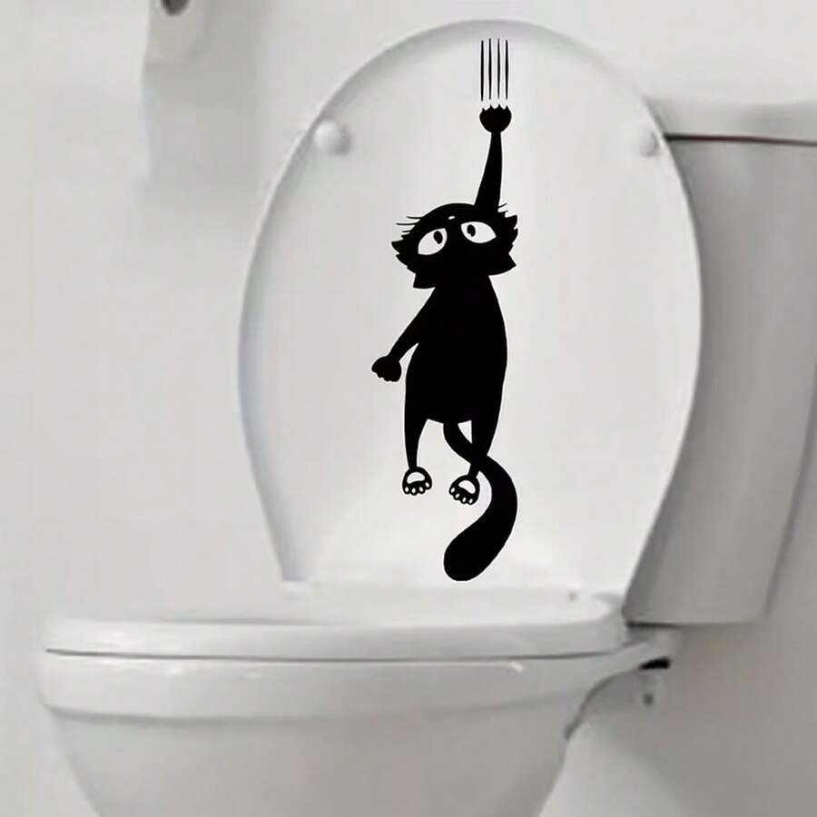 1/2/4pcs Cartoon Hanging Black Cat Car Decal, Quirky Playful Scratch Kitten Vehicle Body Sticker, Cute Funny Cat Themed Auto Door Window Bumper Accent, Charming Whimsical Car Exterior Personalized Decoration. - Multicolor - View 1