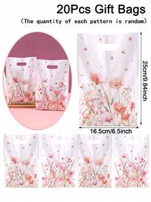 10/20/50pcs Pink Wildflower Gift Bags, Watercolor Floral Countryside Design Party Favor Bags With Handles, Birthday Decor, Holiday Candy Bags, Wedding Bride Party, Gift Packaging Supplies, Retail Shopping Bags And Small Business Supplies, Gift Wrap Bags, Spring Summer Theme Party Supplies - Pink and Purple Wildflowers - View 15
