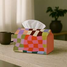 1 Stück Taschentuchbox, buntes Wellenmuster - abstrakter Vintage-Hintergrund, langanhaltend dekorative Aufbewahrungsbox, geeignet für Küche, Wohnzimmer, Schlafzimmer, Auto - multifunktionale Feiertags-Heimdekoration, ideal für Schreibtisch oder Regaldisplay - mehrfarbig - Übersicht 5