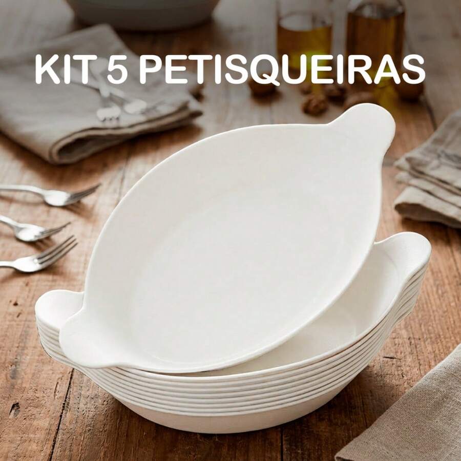 Kit Of 20 Boat-Shaped Appetizer Platters For BBQ, Parties, Cold Cuts, Serving Peanuts, Broth - Kaziva - White - 5 Units - View 1