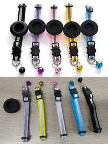 1pc Pet Positioning Collar Compatible With Closed-Loop Ecosystem Phones, Built-In Native Find Tool, Adjustable Reflective Cat Collar Pet Cat Positioning Tracker Collar Compatible With Find My Tracker, 7-9 Inch Animal Print Design, Detachable Collar For Cats - 彩色 - 查看 10