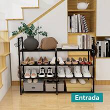 LYBH-HJY Shoe Organizer, 4-Tier Shoe Rack With Multifunctional Hooks For Stackable Shoe Storage For Up To 20 Pairs, Space-Saving Shoe Rack For Storing And Organizing Shoes - Black-model 01-4 Covers - View 9