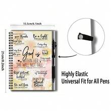 1 Set de cahiers à spirale 2D à thème chrétien avec stylo, présentant des versets bibliques sélectionnés sur la couverture pour transmettre la foi et la force, 100 pages grande capacité, convient pour l'étude, les dossiers de travail, la rentrée scolaire, la planification quotidienne, la tenue d'un journal, les cadeaux de remise des diplômes, les cadeaux d'anniversaire - A - Voir 3