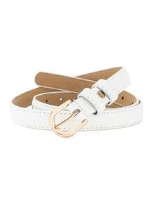 2pcs/Set Camel Color Fashion Versatile Minimalist Korean Style Buckle Belts - White+White - View 3