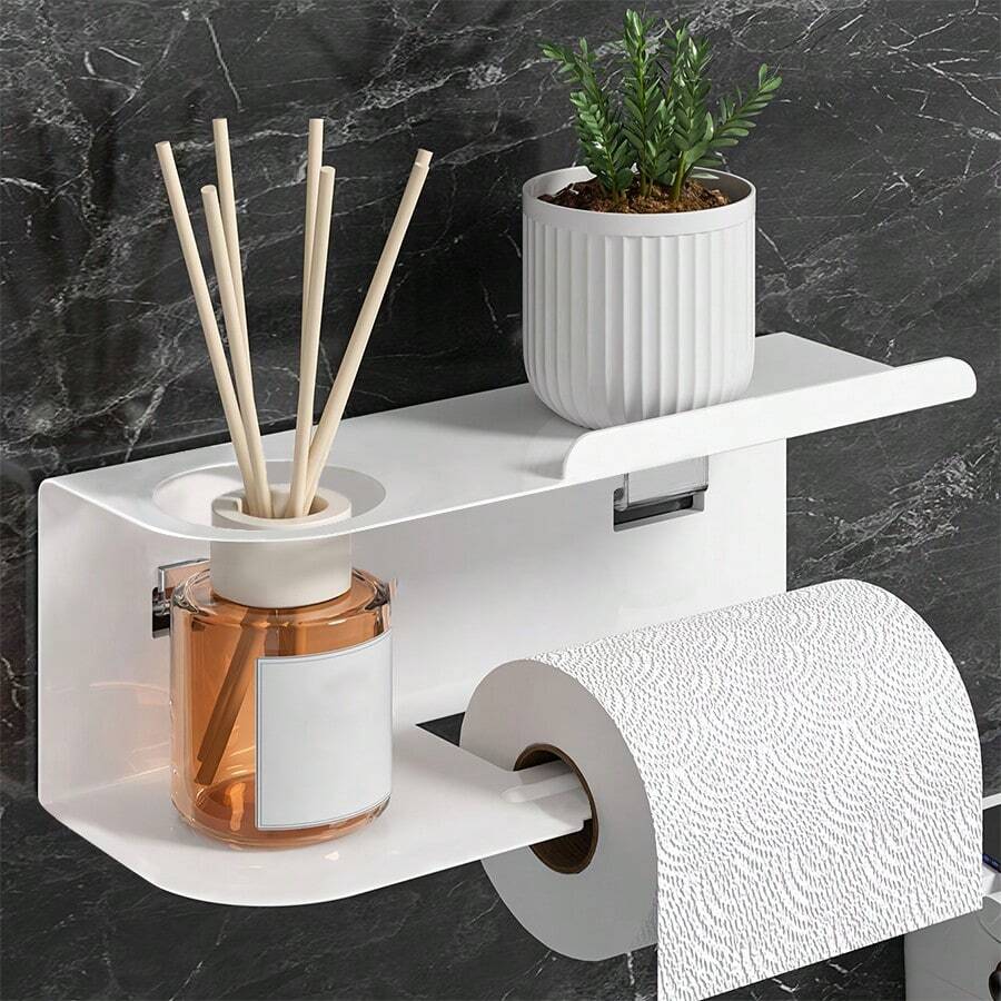 1pc Wall-Mounted Tissue Holder, Bathroom Aromatherapy Storage Rack, Multi-Functional Storage Rack, Toilet Paper Holder, Suitable For Kitchen And Bathroom, Bathroom Accessories - Multicolor - View 1