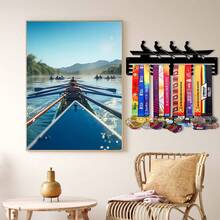 1PC Rowing Competition Gold Silver Bronze Medal Display Rack, Metal Wall Decor Storage Rack, Suitable For Sports Awards, Weather-Resistant Display For Collectibles, Perfect For Sports Enthusiasts And Athletes, Indoor And Outdoor Use, Ideal Gift For Sports Fans And Champions - Black - View 6