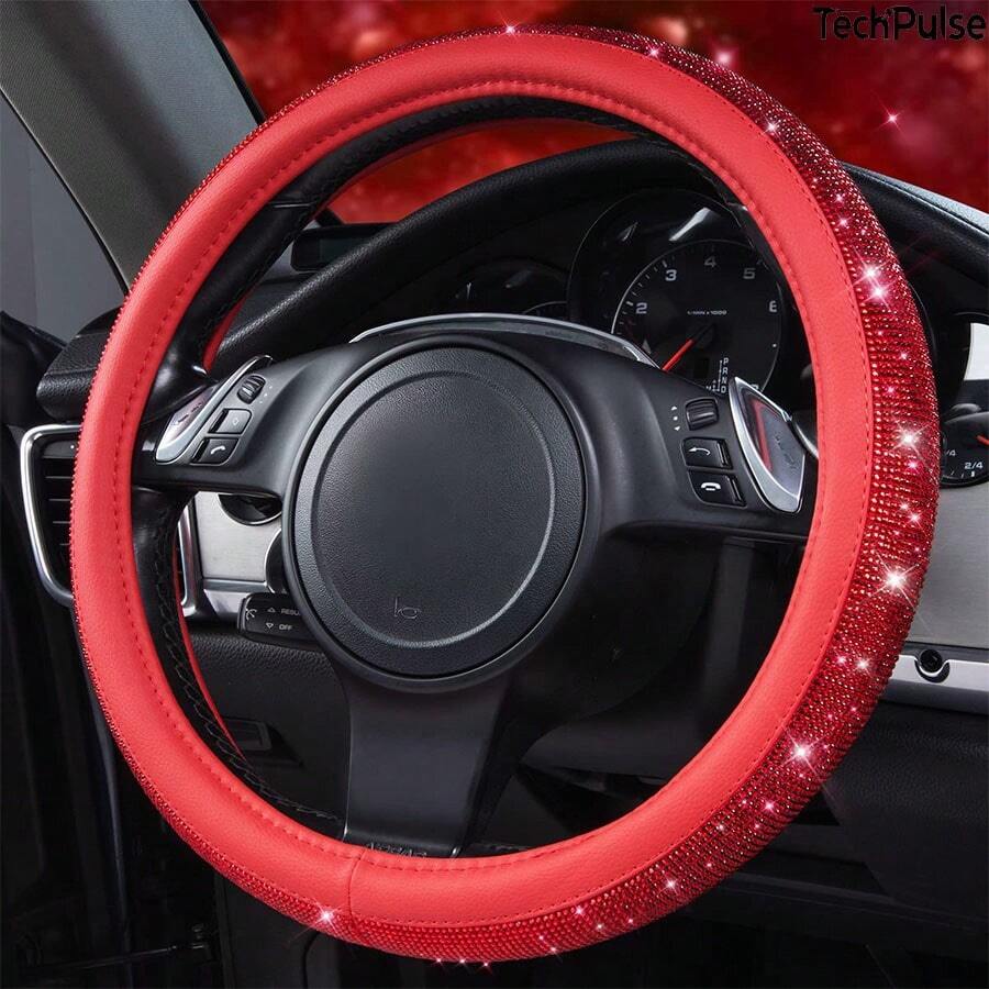 Car Full Diamond Hot Stamping Steering Wheel Car Handle Cover, 15 Inches Including Inner Ring Personalized Male And Female Universal Steering Wheel Cover - Rhinestone Steering Wheel Cover - View 1