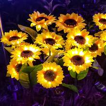 1pc Solar Powered Outdoor Garden Decorative Light, With 3 Sunflower/Dandelion Light Heads, Waterproof Solar Outdoor Light, Auto On/Off, Suitable For Garden, Patio, Yard - 3 Sunflowers - View 9