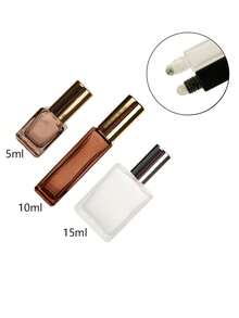 3 Peças/Conjunto Frasco Quadrado Fosco 3ml|5ml|10ml|15ml|20ml Âmbar/Preto Recarregável Perfume Óleo Essencial Loção Dispensador de Bola Rolante de Aço Inoxidável Frasco Portátil Simples Fragrância Óleo Medicinal Rolante de Massagem Frasco Vazio Vidro Transparente Espesso Proteção contra Luz Tampa de Alumínio - Multicolorido - Visão 45