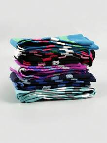 5/1 Pairs Unisex Multi-Color Striped Professional Sports Compression Socks Suitable For Running, Cycling, Hiking, And Long Standing - Multicolor - View 9