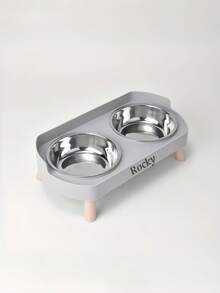 1pc Customized Pet Feeder 2-In-1 Water And Food Dispenser, Stainless Steel Non-Slip Double Bowl, Easy To Clean Multiple Color Options Pet Bowl Gift Customization Accessories - Multicolor - View 9