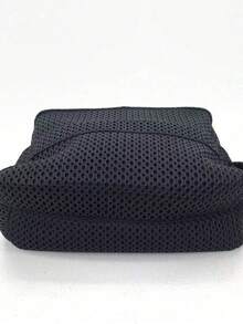 Ladies' Large Capacity Black Shoulder Bag, Sports Style Mesh Splicing Tote Bag, Contrasting Zipper Details - Black - View 10