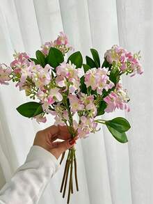 1 pieza Flor artificial de lila/osmanthus, flor artificial de textura realista, adecuada para jarrón, hogar, habitación de hotel, decoración de boda, decoración de mesa, regalo de cumpleaños, ceremonia de graduación, decoración de otoño y otras ocasiones - Rosa Pálido - Ver 5