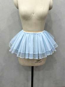 1 pieza Falda cubierta de tul de cristal para mujer, chal multifuncional, negro blanco rojo azul lago rosa champán, doble capa de tul de cristal, cubierta de cadera, envoltura de cintura de malla, Lolita, ligeramente abullonada, falda corta de enagua, falda de cosplay, falda decorativa, tutú, falda de cuello falso, falda de enagua, falda de princesa, enagua corta sin aros - Multicolor - Ver 6