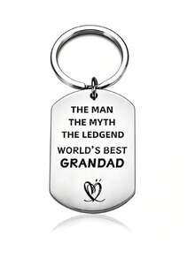 1PC/6PCS/12PCS/24PCS I Love You Grandpa Cartoon Bear Holding Hands Keychain, Grandfather Keychain Father's Day Gift, Best Hero Keepsake For Granddaughter And Grandson - Silver - View 3