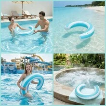 1 buah Cincin Renang Tiup Baru, Pelampung Kolam Renang Melengkung Tiup, Pelampung Renang Berbentuk U Bergaris PVC, Cincin Kursi Santai Tiup untuk Kolam Renang dan Pantai - MultiWarna - View 5