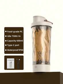 1 Peça Garrafa Misturadora Elétrica de Proteína de Grande Capacidade 600ML para Misturar Pó de Proteína, Copo de Fitness Portátil, Garrafa Misturadora Recarregável USB-C, Adequada para Café, Leite, Pós de Suplementos, Feita de Material Tritan, para Milkshakes/Café/Aveia/Leite - 0,5L-1L - Visão 12