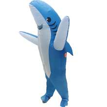 Adult Bold Blue Shark Inflatable Costume, Full Body Mascot Outfit, Halloween Party, Annual Party, Funny Role Play Performance Costume - Multicolor - View 8