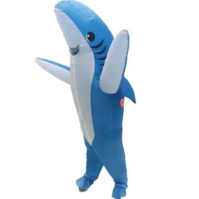 Disfraz inflable de tiburón azul audaz para adultos, atuendo de mascota de Body completo, fiesta de Halloween, fiesta anual, disfraz divertido para actuación de juego de roles