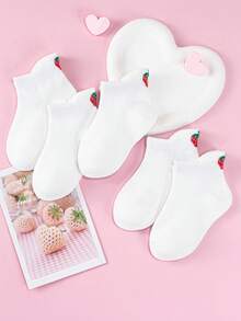 5/10 Pack, Cute White Ankle Socks For Toddlers Kids Strawberry Socks - Multicolor - View 6