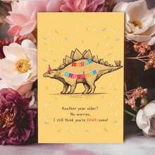 1Set(An Envelope And A Card) Cute Dinosaur Birthday Greeting Card With RAWR Some Text, Fun Party Style, For Friends - 13*18 - View 6