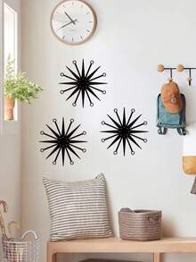 3pcs Metal Starburst Wall Hanging Decor, Starburst Design Wall Art Decoration, Elegant Living Room Decor, Durable Wall-Mounted Design, Suitable For Indoor Wall Hanging Decor, Home Decor, Bedroom Decor, Room Decor, Living Room Decor, Wall Decor, Background Decor, Creative Craft Home Background Wall Decor Wall Hanging, Wall Art, Modern Design, Modern Wall Decor, Sturdy Wall Decor, Decorative Wall Decor, Home Gift - Multicolor - View 2