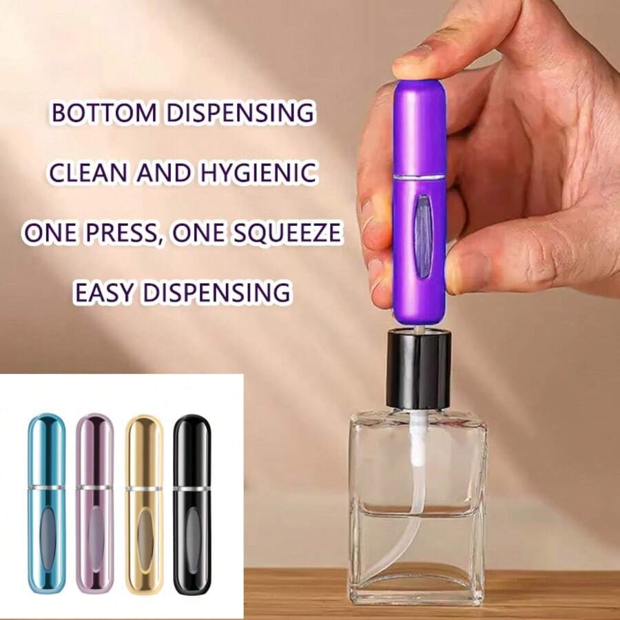4PCS Refillable Perfume Spray Bottles, Bottom Press Filling Design, Portable Travel Size, Ideal For Perfume & Skincare Liquid, Great Gift For Friends - Multicolor - View 1