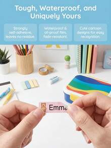 120/240pcs Personalized Name Stickers,School Personalized Name Stickers,Custom Labels With Cute Animal Designs, Ideal For School Stationery, Water Bottles - Multicolor - View 2