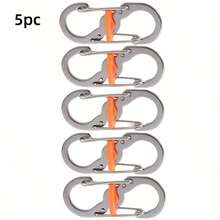 5pcs S-Shaped Mini Keychain Hooks With Lock - Suitable For Camping And Backpack Organization, Secure Key Storage Box, Multi-Function Quick Release Buckle Anti-Detachment Lock Eight-Figure Hook - Lock - View 12