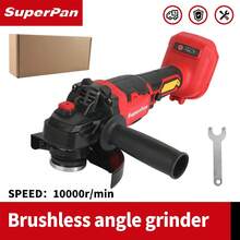 125mm 660W High Power 10000RPM Brushless Lithium Battery Angle Grinder Industrial Grade Polishing Machine Rust Removal/Tile Polishing/Home Decor Multi-Function Rechargeable Polishing Tool (Bare Tool - Battery Not Included) - Red - View 2