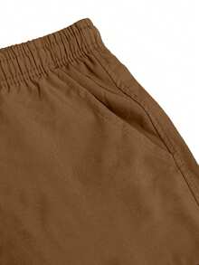 Hidkat Men's Athletic And Casual Cargo Shorts With Multiple Pockets And A Drawstring Elastic Waistband. Suitable For Outdoor Hiking, Daily Running, And Commuting. - Brown - View 5