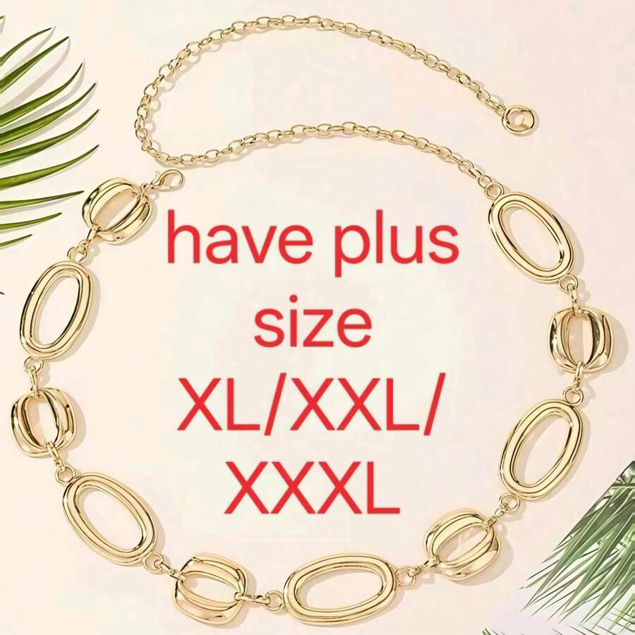 1pc Minimalist Ins Style Metal Hollow Round Patchwork Waist Chain, Personalized Fashion Geometric Body Chain Belt, Suitable For All Occasions, Perfect Gift Choice - B - View 1