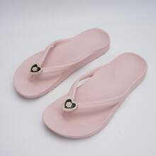 Unisex Flip Flops With Arch Support, Solid Color Beach/Home Slippers, Suitable For Spring, Summer, Autumn - Pink - Bow Shoe Flower - View 4