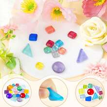120g Piezas de mosaico de vidrio de formas mixtas multicolor, azulejos de vidrio teñido surtidos cuadrados redondos y triangulares con efecto de brillo para manualidades de arte de mosaico DIY, decoración del hogar y proyectos hechos a mano - A - Ver 2