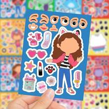 1套/8件 Gabby's Dollhouse 拼圖貼紙，卡通動畫，可愛拼圖玩具，裝飾貼紙，自黏式，新年禮物，情人節禮物，復活節禮物 - 彩色 - 查看 5