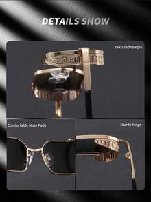 SY SI YANG Marca 1 par de gafas de moda con marco rectangular para hombres & mujeres, gafas fotocromáticas polarizadas para interiores/exteriores, gafas de viaje y caminata, gafas de diseño tallado vintage de lujo, adecuadas para caminatas al aire libre, compras, viajes, fotografía, artículo de moda - A - Ver 6
