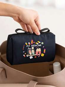 1pc Portable Pill Bag, Compact Pill Box And First Aid Kit, Pill Pattern Themed Makeup Bag, Convenient For Travel, Suitable For Daily/Outdoor/Travel Medication, Essential For Health-Conscious And Frequent Travelers, Must-Have Medical Accessory, Cute Cartoon Pill Bag, Multifunctional Fabric Pill Pouch, Portable Medical First Aid Kit - Multicolor - View 12
