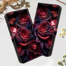 GLANDOTU Dark Red Rose PU Leather Flip Wallet Phone Case With Magnetic Closure, Compatible With Multiple Phone Brands And Models - Multicolor - View 5