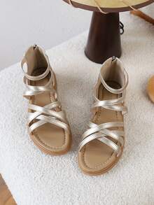 2026 Spring/Summer New Korean Style Girls High-Top Princess Roman Sandals, Suitable For Little Girls - Gold - View 4