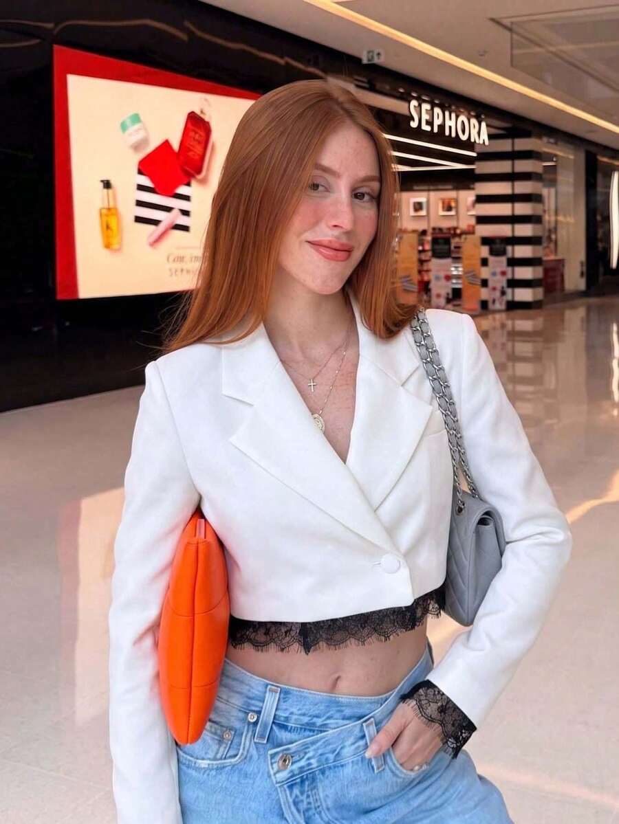 2026女款秋季服飾 辦公通勤穿著 新款氣質純色長袖蕾絲返校萬聖節西裝外套