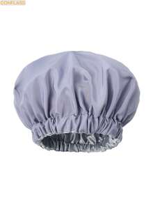 CONFLASS 1pc Satin Lined Waterproof Shower Cap, Hair Care Cap, Solid Color Bohemian Style, Suitable For Daily Use In Spring, Autumn And Winter - Multicolor - View 9